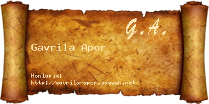 Gavrila Apor névjegykártya